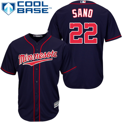 Twins #22 Miguel Sano Navy blue Cool Base Stitched Youth MLB Jersey - Click Image to Close